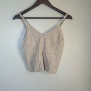 EUC Abercrombie & Fitch Camisole Soft A&F Collection Size L Beige Ribbed Knit